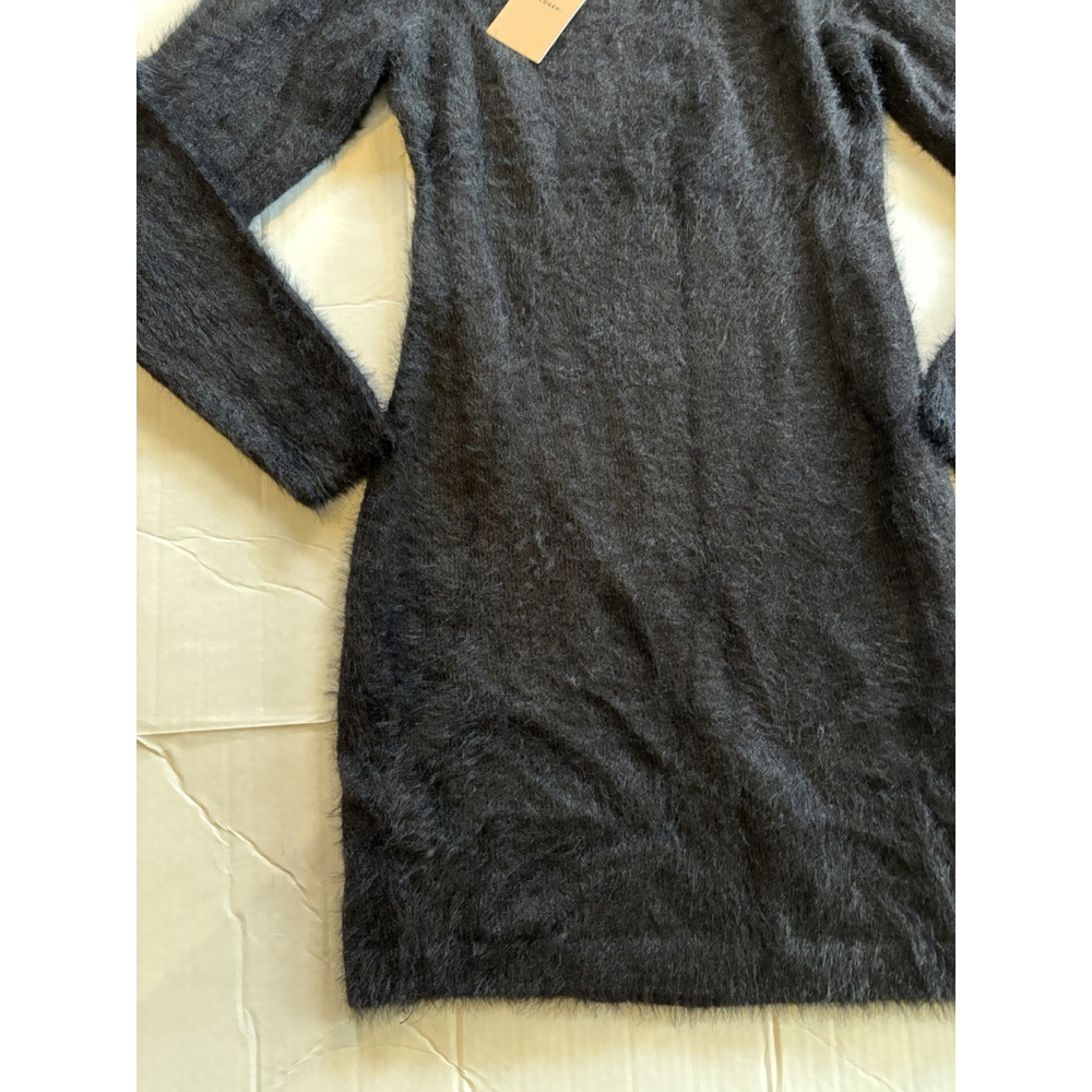Halogen Mock Neck Long Sleeve Fuzzy Sweater Dress Holiday NWT Small Fitted - Picture 2 of 8